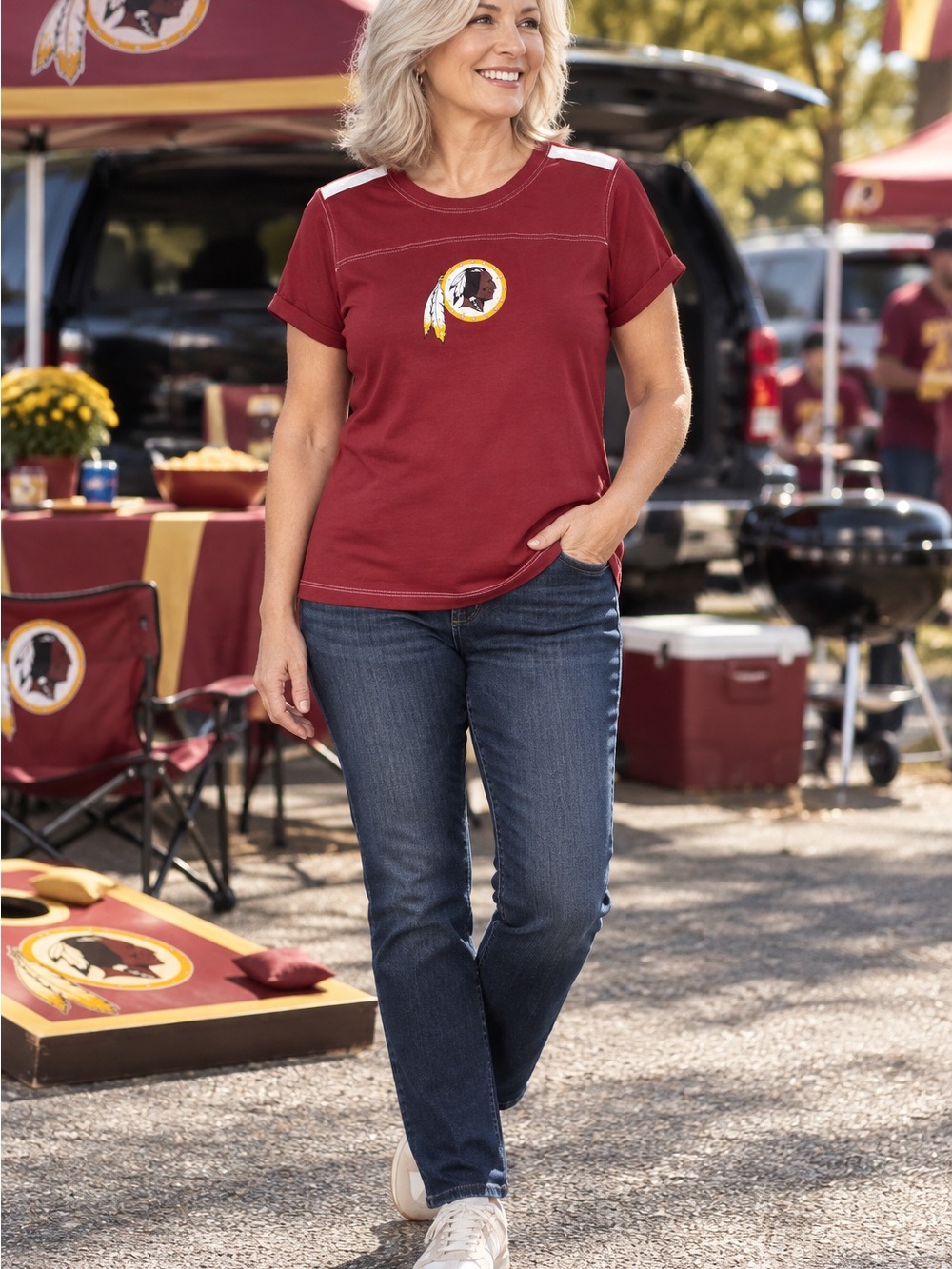 NFL Team Apparel Washington Redskins Rhinestone Tee Women’s Large 2008